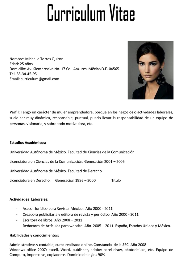 Ejemplo de curriculum